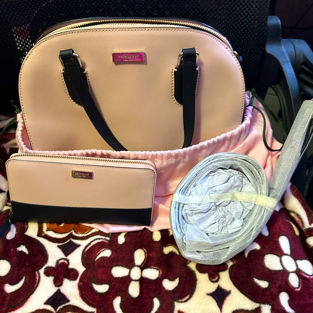 Kate Spade New York Reiley Laurel Way NWT black/pink satchel w matching wallet